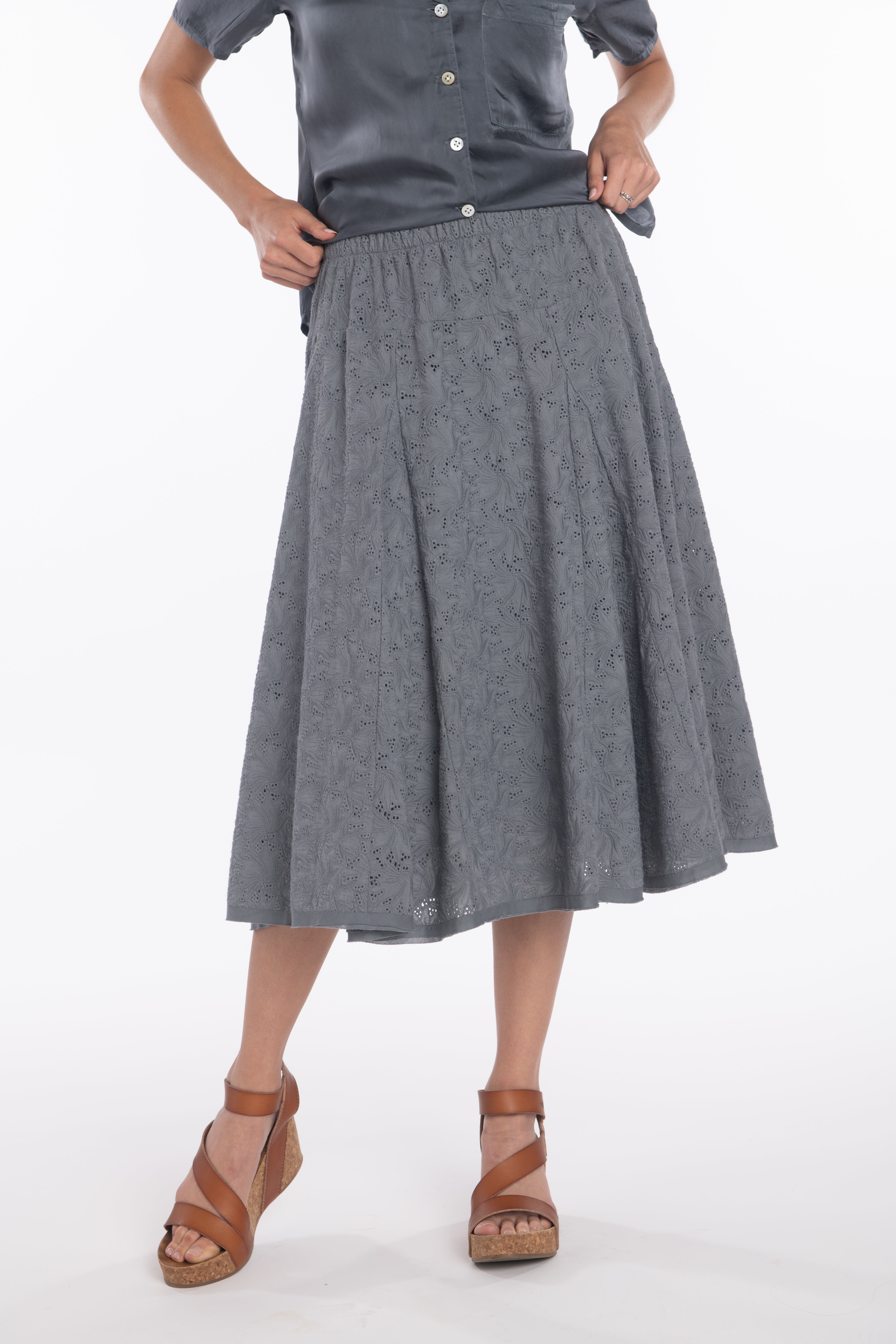 Layered Eyelet Cotton Lawn Skirt Luna Luz Fashion