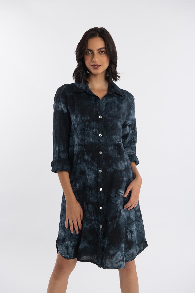 Roma Linen Shirt Dress - Tie Dye Roma Linen Shirt Dress - Tie Dye
