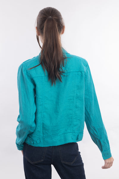 Frayed Linen Jean Jacket