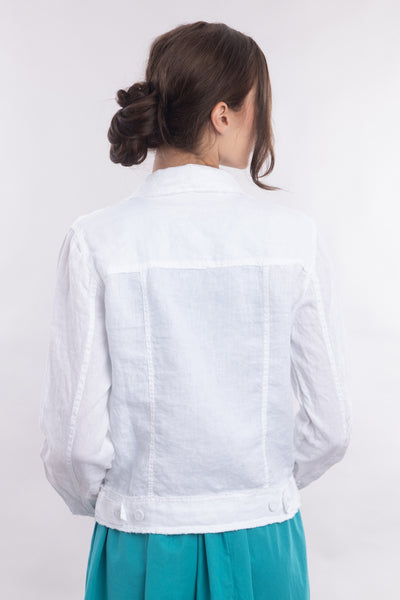 Frayed Linen Jean Jacket