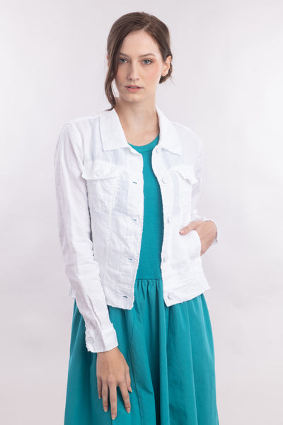 Frayed Linen Jean Jacket