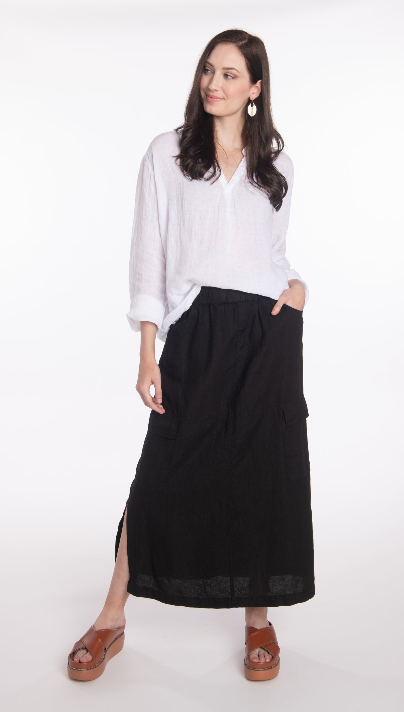 Linen Cargo Skirt