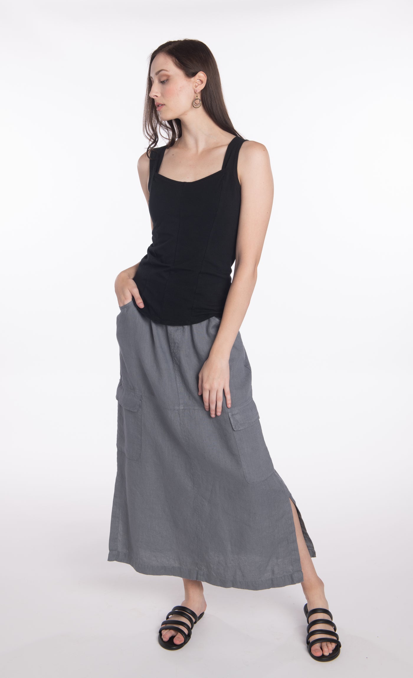 Linen Cargo Skirt