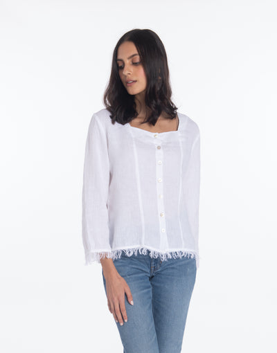 Linen Frangetta Top