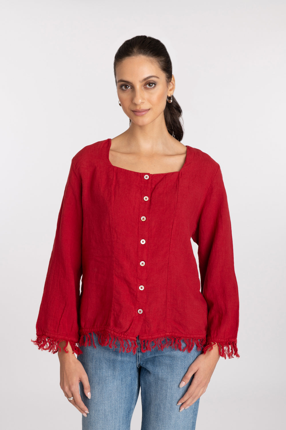 Linen Frangetta Top