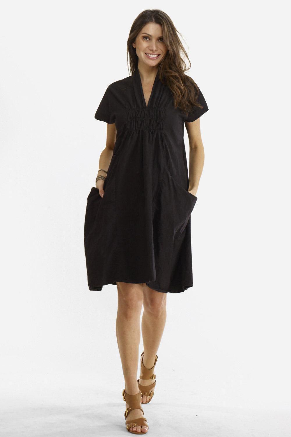 Linen Shawl Collar Dress