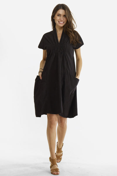 Linen Shawl Collar Dress