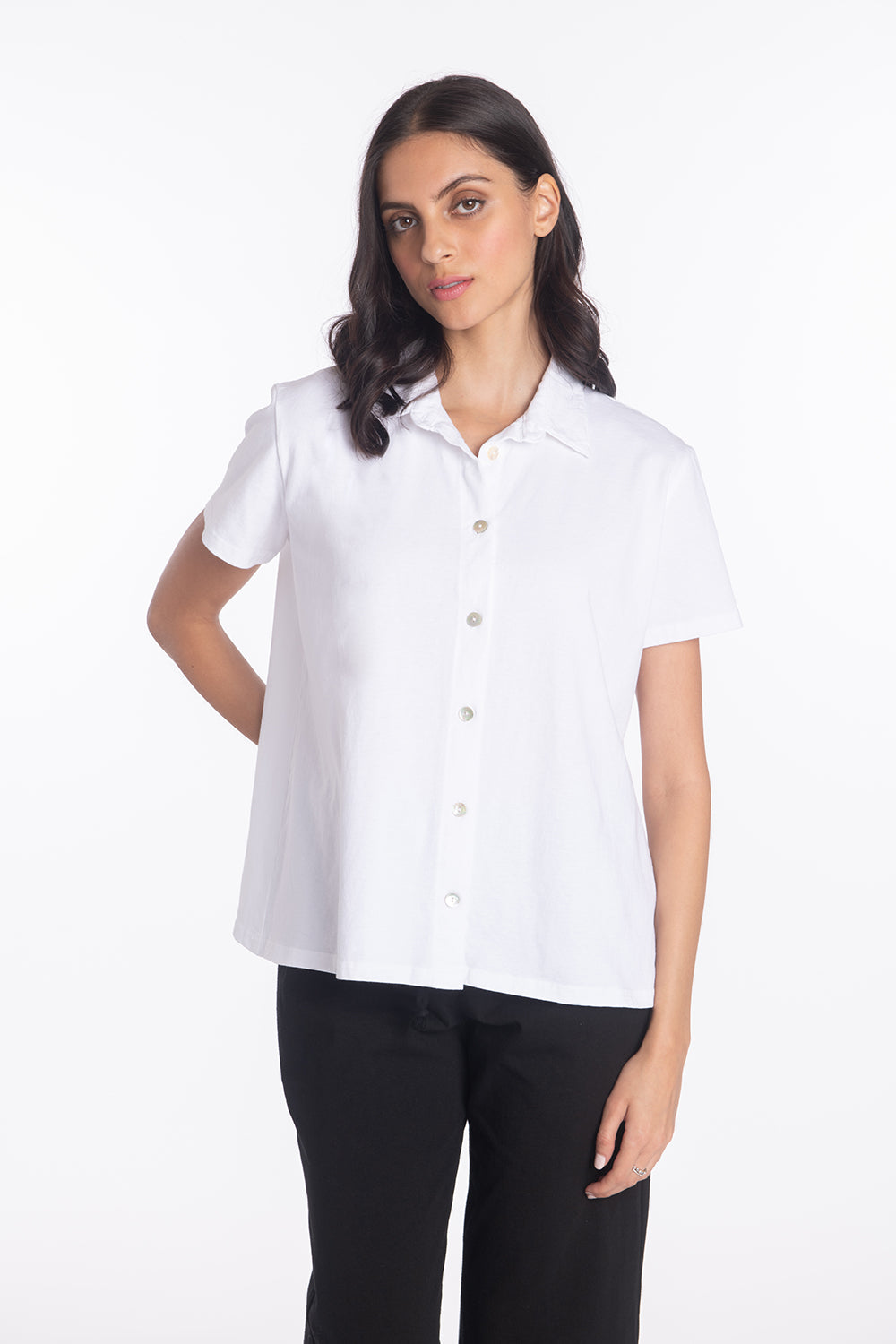 Boxy Jersey Button Down