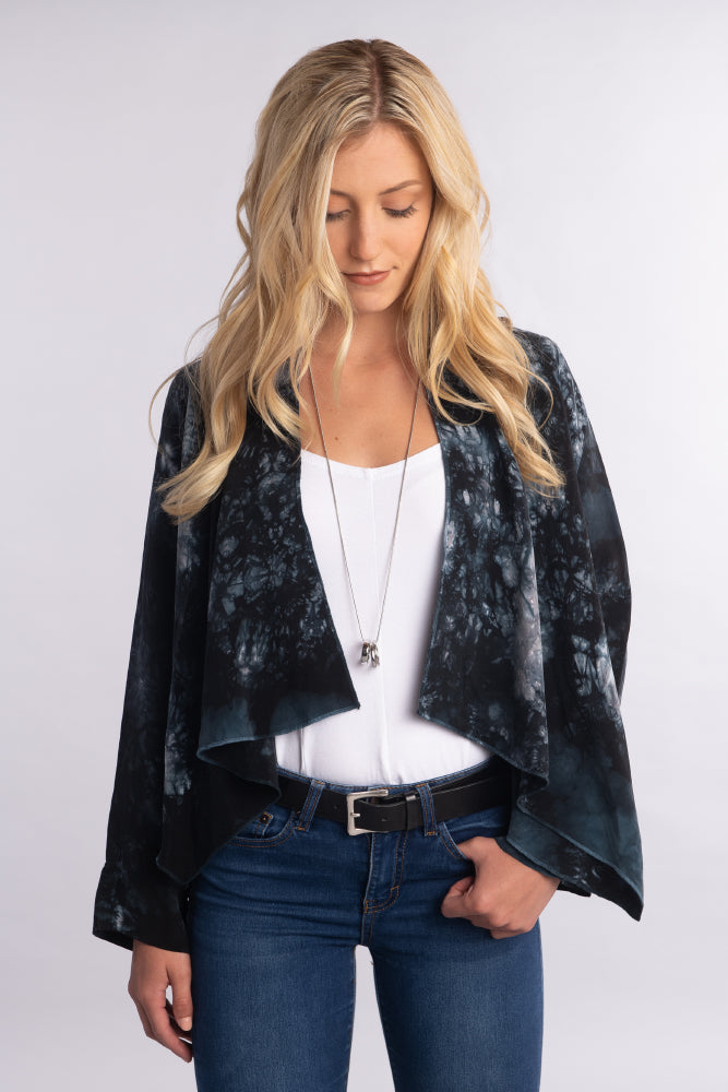 Cupro Cropped Jacket - Tie Dye