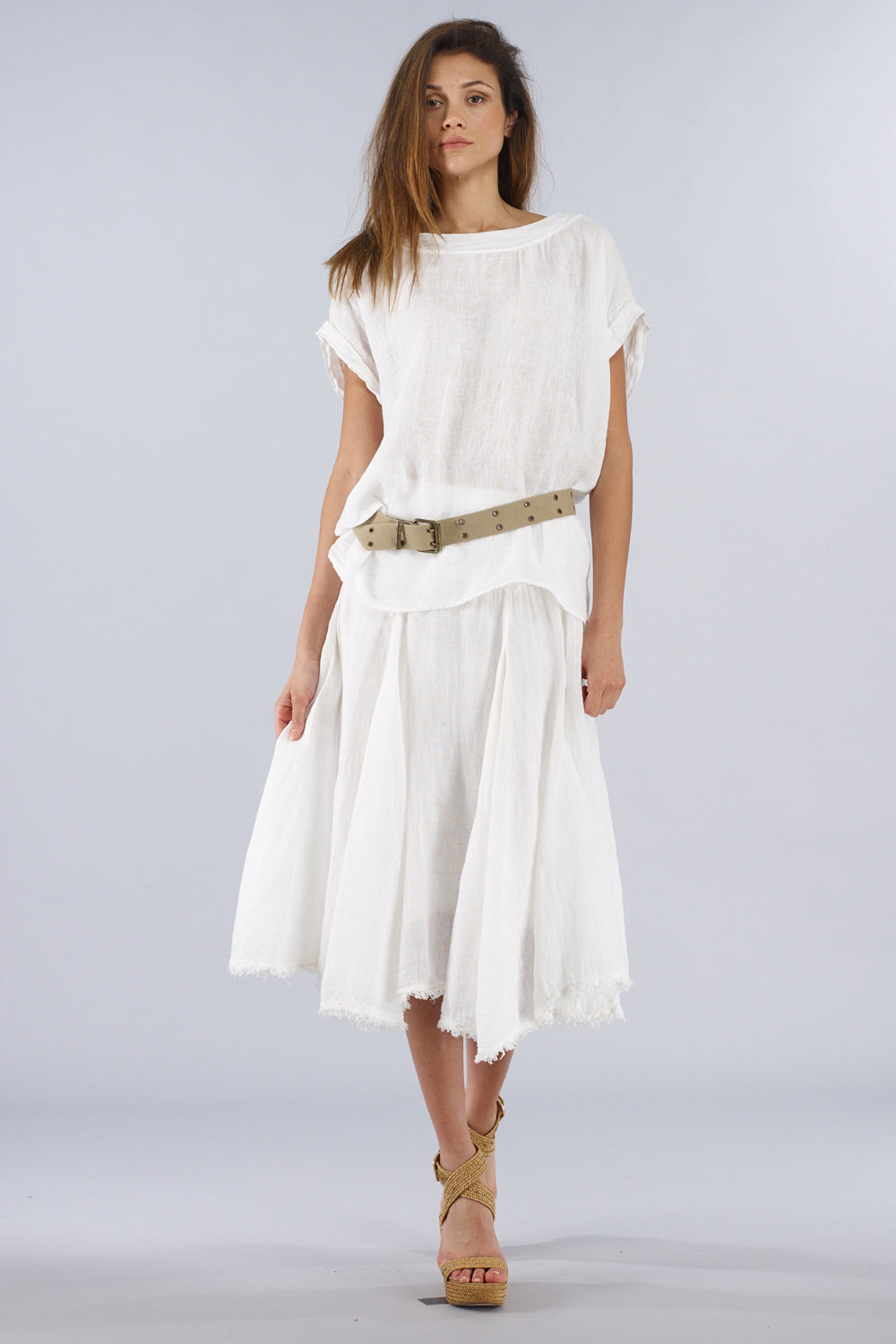 Isabella Linen Gauze Skirt M / White
