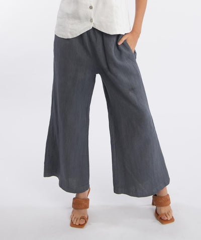 Wide Leg Linen Ankle Pant