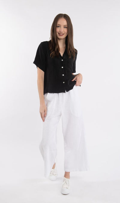 Wide Leg Linen Ankle Pant