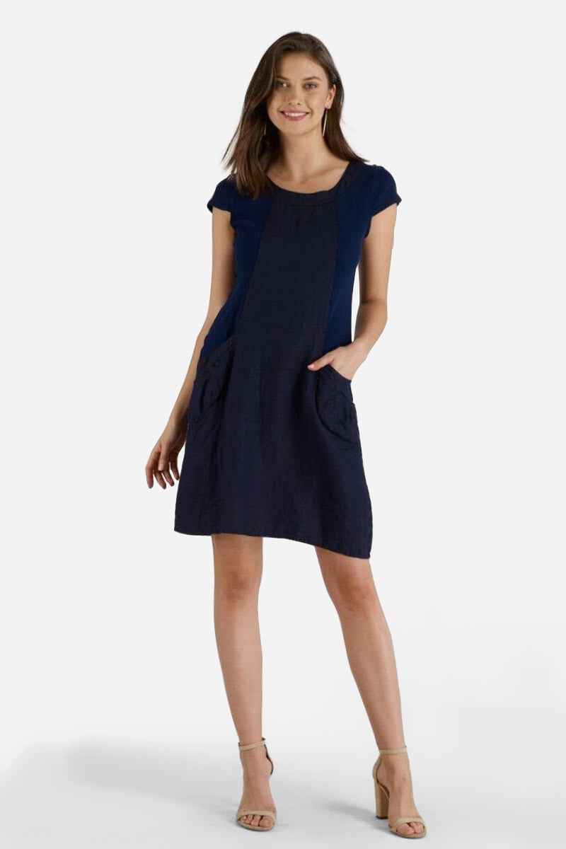 a line dress navy Adelina Navy One-Shoulder Maxi Dress With Drape – Club L London main image 0