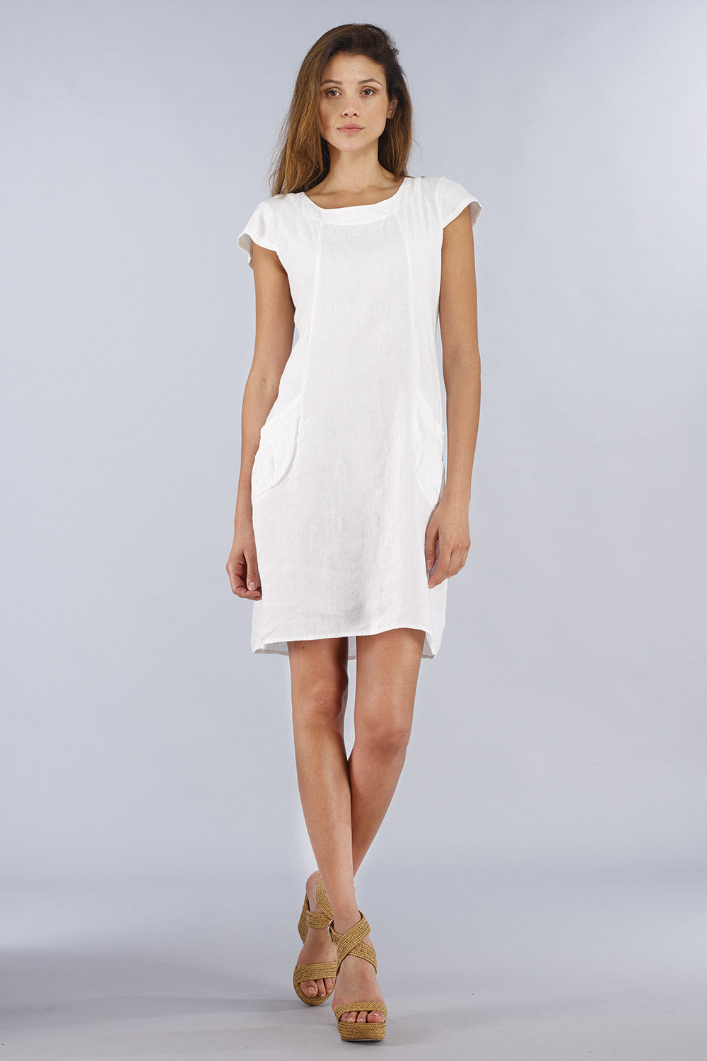 Linen Sheath Dress XL / White