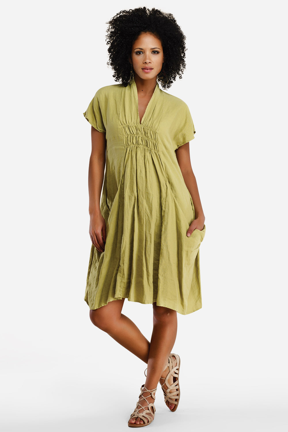 Linen Shawl Collar Dress