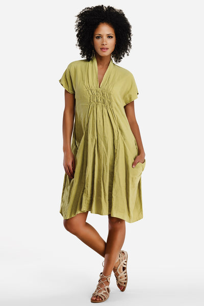 Linen Shawl Collar Dress