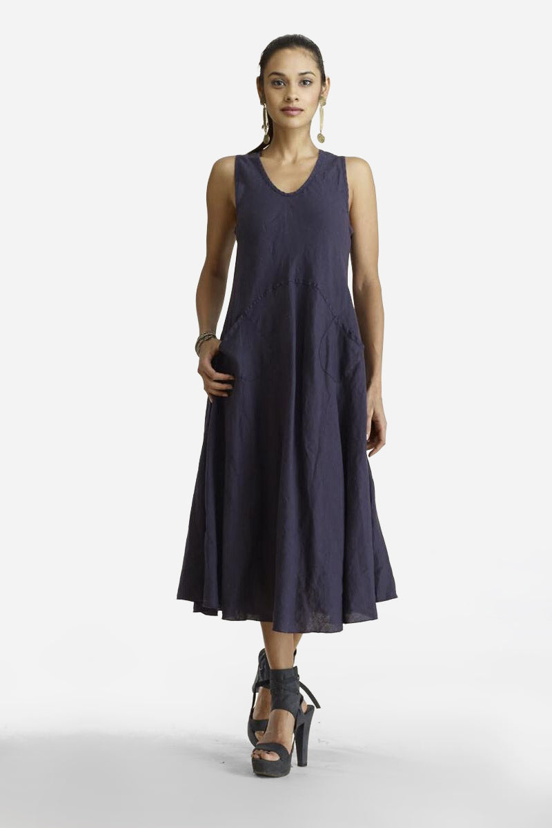 Ibiza Linen Midi Tank Dress M / Iris Ibiza Linen Midi Tank Dress M / Iris