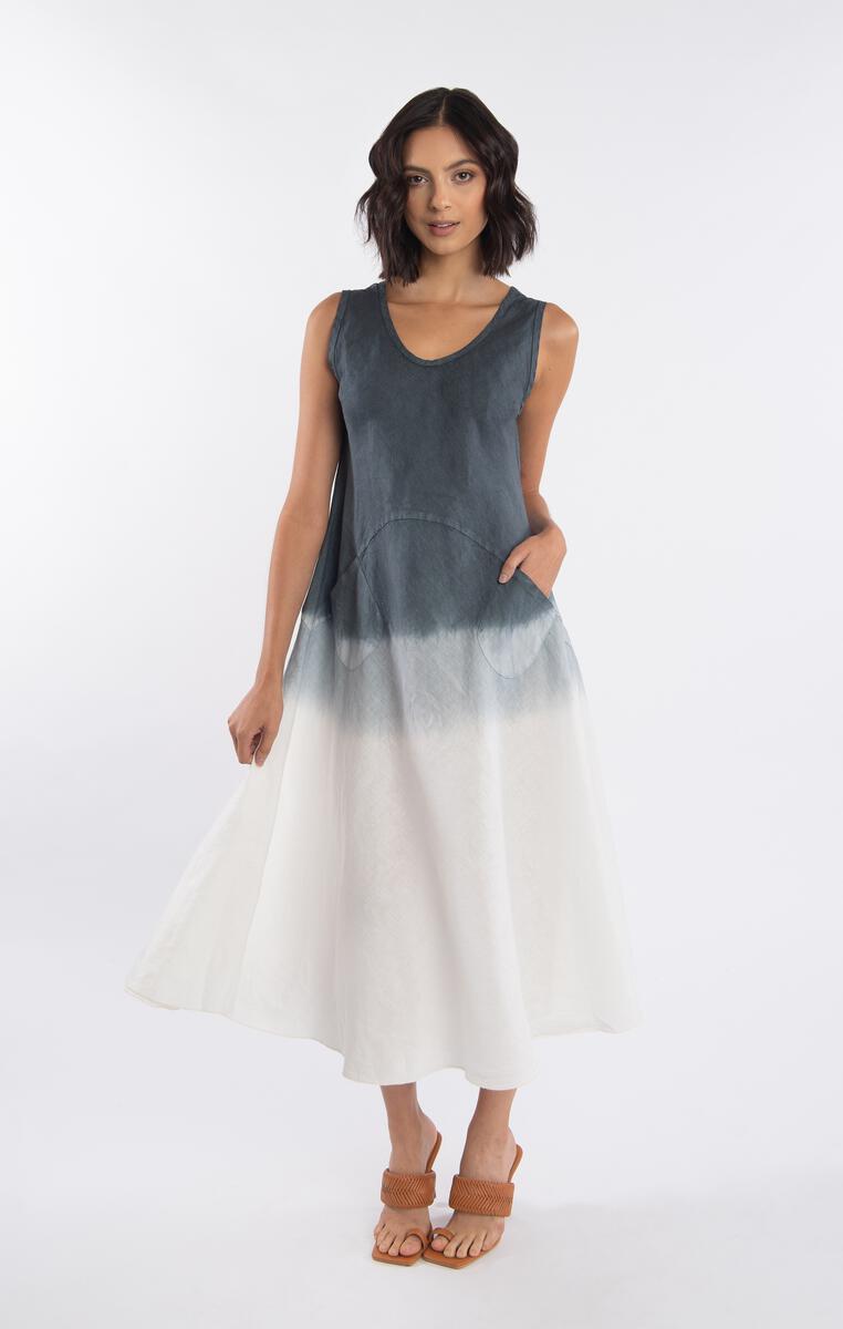 Ibiza Linen Midi Tank Dress - Tie Dye