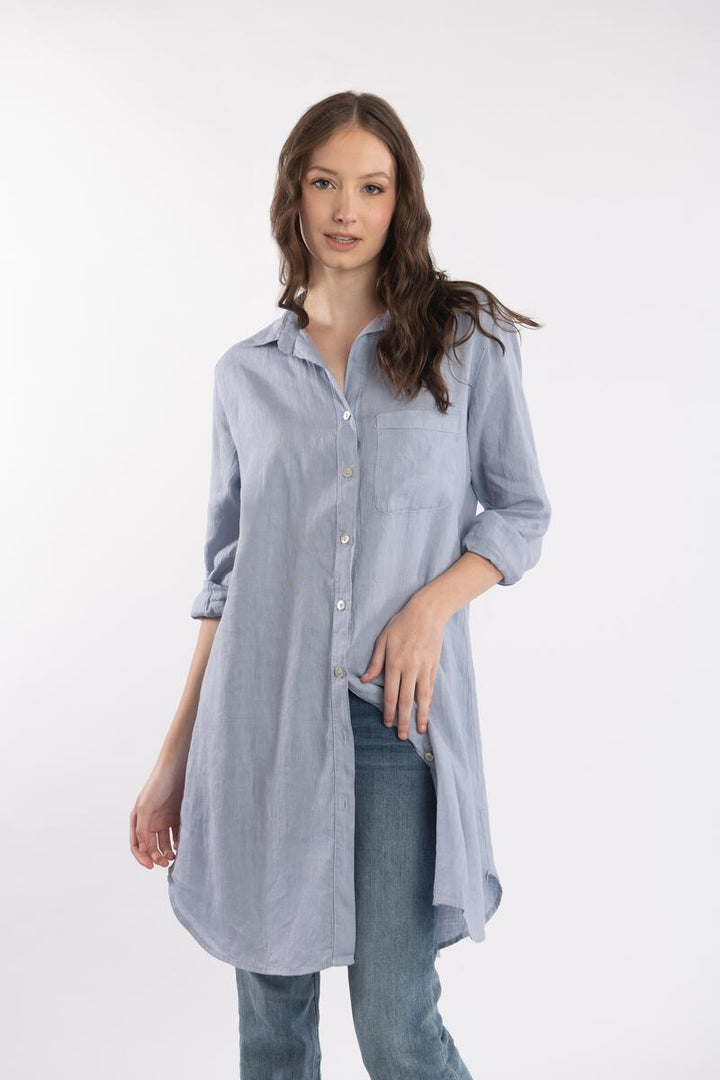 Roma Linen Shirt Dress L / Blue Haze